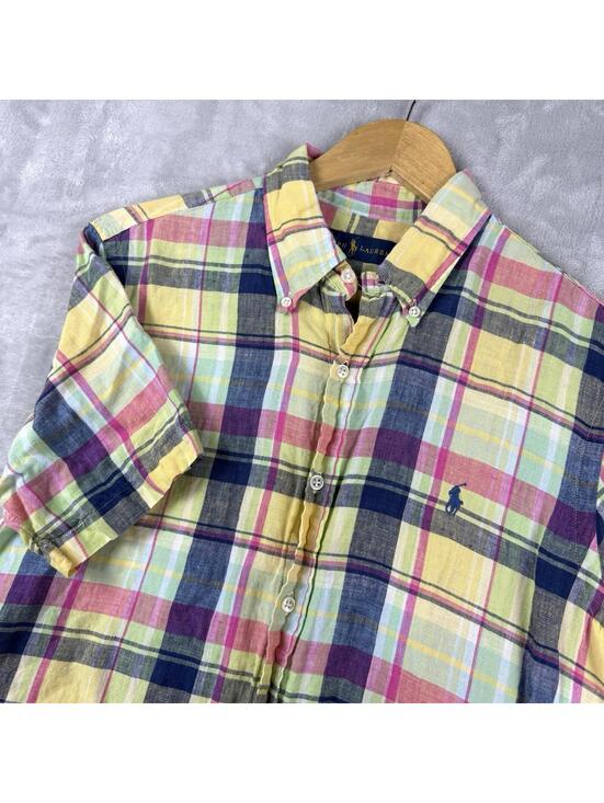 Polo Ralph Lauren Other - Polo Ralph Lauren Plaid Linen Button Up Shirt Men Medium Preppy Coastal prep Ivy